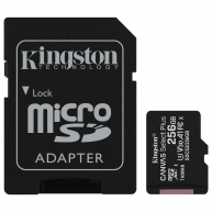 MicroSD Kingston, 256 Go + adaptateur