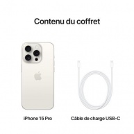 Apple iPhone 15 Pro, Blanc, 256 Go