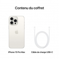 iPhone 15 Pro Max, Blanc, 256 Go
