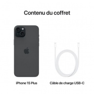 Apple iPhone 15 Plus, Noir, 256 Go
