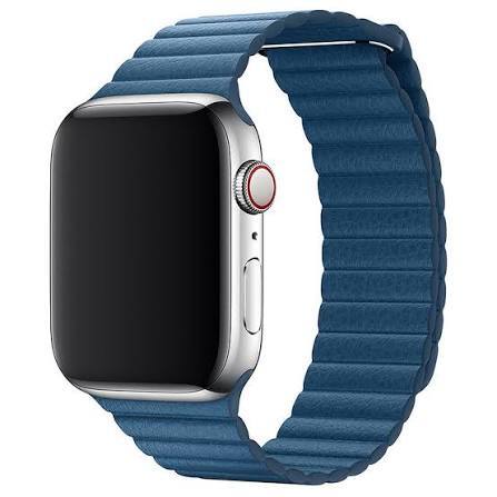 Devia Applewatch - Bracelet cuir Cap Cod , Bleu, 44 mm